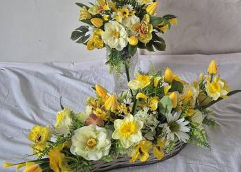 Dekoracja nagrobna stroik kompozycja na cmentarz. Komplet