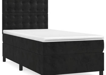 Łóżko kontynentalne z materacem czarne aksamit 80x200 cm WM-3143231