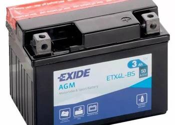 Akumulator motocyklowy EXIDE ETX4L-BS YTX4L-BS 12V 3Ah 50A