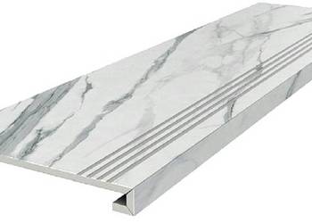 Płytki na schody z kapinosem BIAŁY MARMUR 120x30