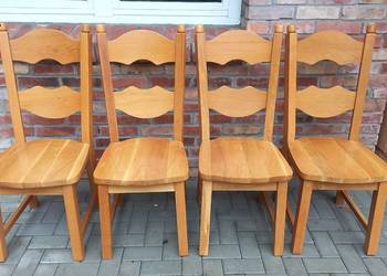 Krzesła dębowe drewniane 4 szt rustykalne twarde drewno (644)