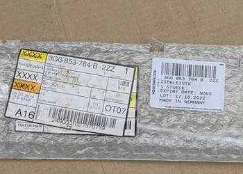 3G0853764B 2ZZ VW PASSAT  LISTWA PRAWA CHROM ZDERZAKA PRZÓD