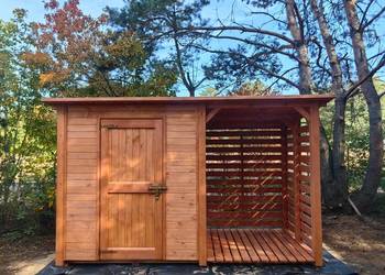Domek narzędziowy 2 x 1,5m z drewutnią na drewno 1,5 x 1,5m