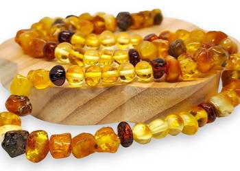 Korale BURSZTYN bałtycki ciosanka, barok, koniak, cytryna #1049