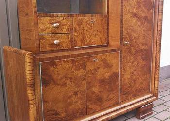 Witryna Barek ART-DECO Orzech Unikat-Zgrabna Stara Antyk Po Renowacji.