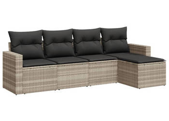5-cz. zestaw mebli do ogrodu poduszki jasnoszary rattan PE WM-3218882