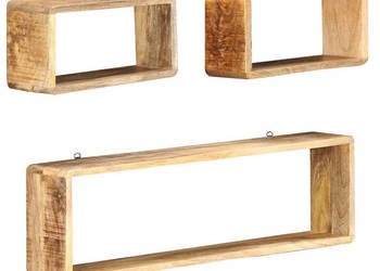 3-częściowy zestaw półek ściennych kostek lite drewno mango WM-285844