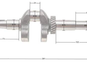 Wał korbowy Loncin 1P61FE LC1P65FE(B) 62 mm CZĘŚĆ ORYGINALNA 130290413-0001