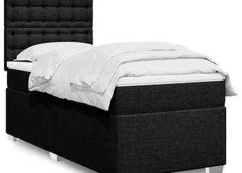 Łóżko kontynentalne z materacem czarne tkanina 100x200 cm WM-3292715