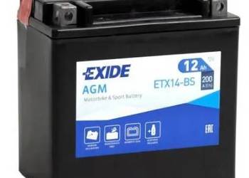 Akumulator motocyklowy 12Ah 200A 12V EXIDE ETX14-BS YTX14-BS CHOPINA 1