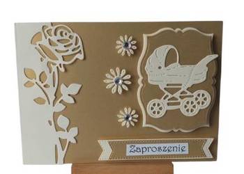 ZAPROSZENIA CHRZEST ŚWIĘTY WÓZEK RÓŻA C6 ZŁOTO - ECRI