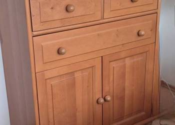 Drewniana komoda – bardzo dobry stan, półka + 3 szuflady