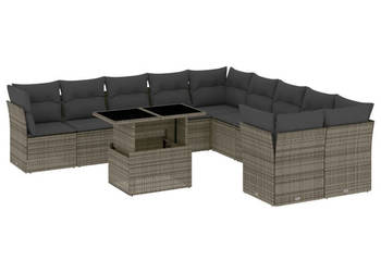 11-cz. zestaw mebli ogrodowych z poduszkami szary rattan PE WM-3266880