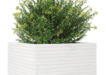 Donica ogrodowa biała 80x80x455 cm lite drewno sosnowe WM-847259