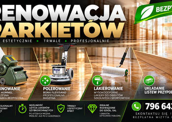 Renowacja parkietów – bezpyłowe cyklinowanie, polerowanie i lakierowanie