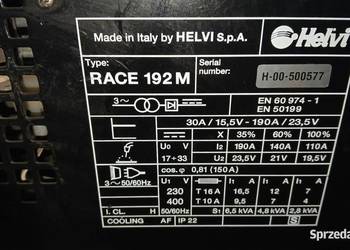 Migomat spawarka półautomat HELVI RACE 192M 400V