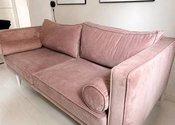 Sofa welurowa Dusty Pink glamour skandynawska 182 cm
