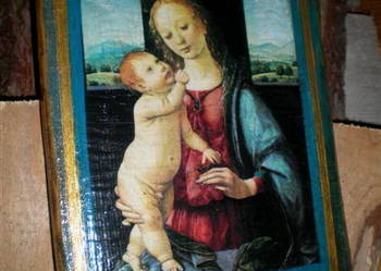 Madonna z Jezusem - obrazek na desce/decoupage