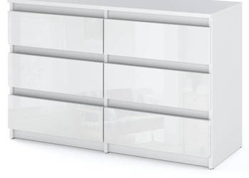 Komoda 6 Szuflad Biały Połysk Hugo Szafka Nowoczesna Rtv Sypialnia 100cm