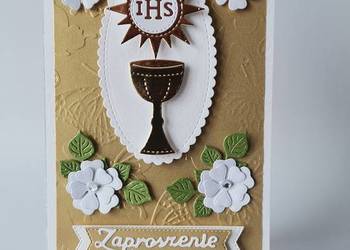 ZAPROSZENIA KOMUNIA UNIWERSALNE KIELICH SŁONECZKO W KWIATACH B6 ZŁOTO - BI