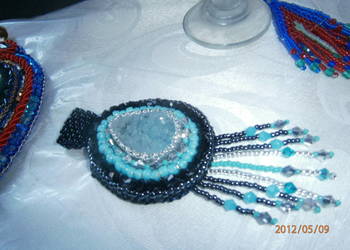 Wisior druza beading niebieski czrny