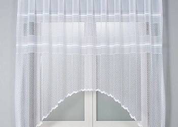 firanka krótka żakardowa do kuchni biało szara 160x310