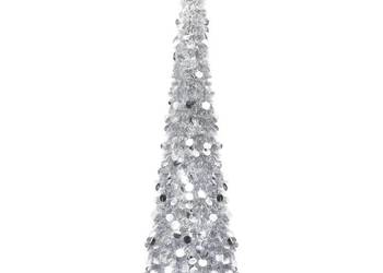 vidaXL Składana, sztuczna choinka, srebrna, 150 cm(SKU:320992)