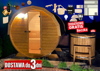 SAUNA Ogrodowa 200cm MINI DWUpoziomowa + GRATIS Beczka 500L +Akcesoria