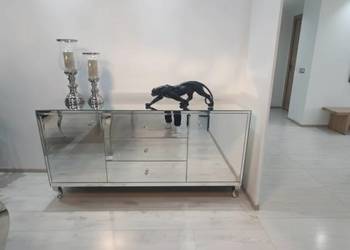 Komoda Lustrzana Glamour 140cm | Cichy Domyk | Kryształowe Gałki