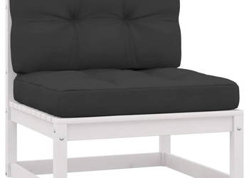 Ogrodowa sofa środkowa z antracytowymi poduszkami białe drewno WM-805721