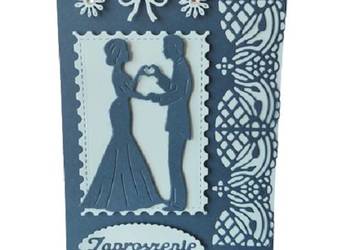 ZAPROSZENIA ŚLUB PARA MŁODA RĘCE Z SERCEM B6 GRANAT - BŁĘKIT