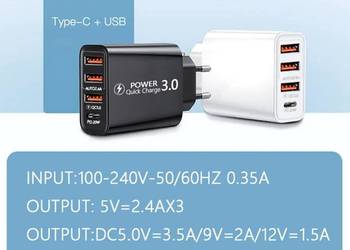 Uniwersalna mocna ładowarka z trzema USB i USB-C