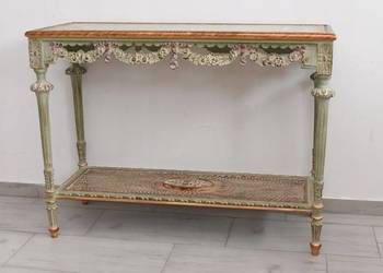 Piękny Drewniany Stolik - Stół Konsola Neoklasyczna - Lakierowane Drewno