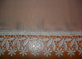 firanka krótka 150 cm.,gotowa,woal z gipiurą,krem