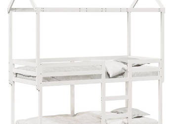 Łóżko piętrowe z dachem białe lite drewno sosnowe 75x190 cm WM-3282130