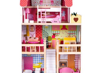 Drewniany domek dla lalek mebelki 3 piętra ECOTOYS