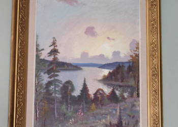 Obraz olejny ,, Skandynawki pejzaż '' Sven Herik Hojland ( 1922-1978 ) nr50