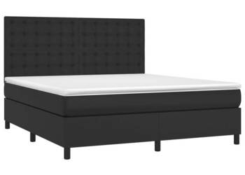 Łóżko z Materacem Kontynentalne Czarne Ekoskóra LED 180x200cm WM-3135957