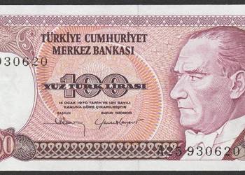 Turcja 100 lirasi 1983 - ATATURK - stan bankowy UNC