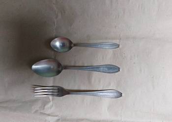 Zestaw sztućców aluminiowych LEFANA (PRL / Retro)+Łyżka INOX+Nóż ROSTFREI