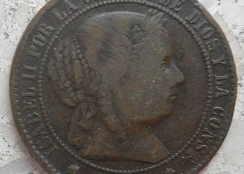 HISZPANIA-2 1/2 CENTIMOS DE ESCUDO-1868 r (ISABEL || )