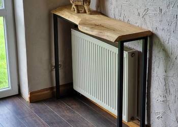 Konsola loft BLAT DĘBOWY z naturalną krawędzią NA WYMIAR mal. PROSZKOWO