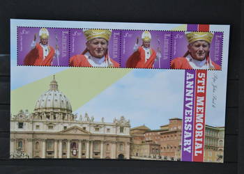 Znaczki. Papież Jan Paweł II Liberia II ** Ks Chr 190