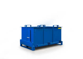 Metalowy kontener z otwieranym dnem do wózka widłowego 750l