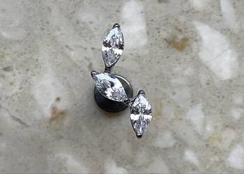Kolczyk Labret Tytan z Cyrkoniami Fala Kryształki 6 mm, 1,2 mm (16G)