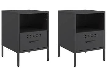 Szafki nocne 2 szt. czarne 36x39x505 cm stal WM-843055