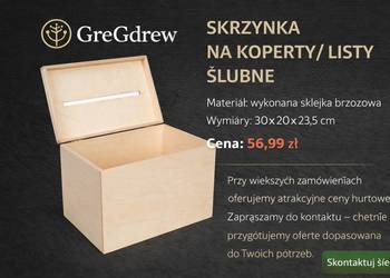 Skrzynka na koperty ślubne drewniana 30x20x23,5 cm – sklejka brzozowa