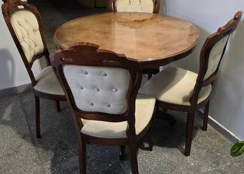 Sprzedam Stół okrągły, 4 Krzesła styl neobarokowym („Ludwik”)