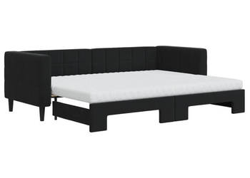 Sofa rozsuwana z materacami czarna aksamit 80x200 cm WM-3196712