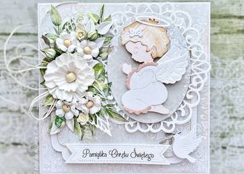 Kartka na Chrzest ręcznie robiona w pudełku z personalizacją